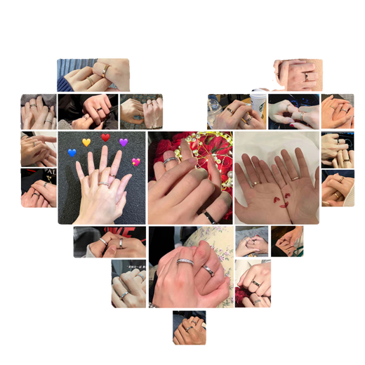 Fat Donglai's same style gold ring covered with silver, baby's breath & plain ring, couple's ring set, exquisite gift box, baby's breath rose gold + plain ring