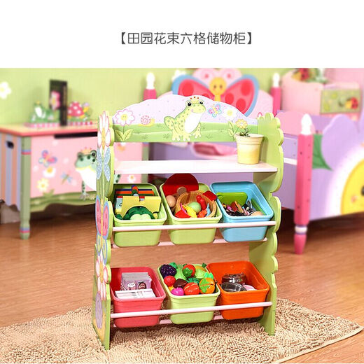 Teamsonfondoqi Baby Bücherregal Bilderbuchschule Kinderspielzeugspeicher Schrank Möbel Kindergarten Pink Jungle Abenteuer 3-Fuß-Aufbewahrungsstuhl TD-12799a
