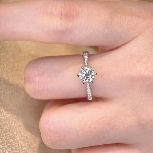 Pt950 platinum moissanite diamond ring micro-set six-claw diamond ring 1 carat ring for men and women to propose to their wives and girlfriends micro-set six-claw 50 points - light luxury model default open style