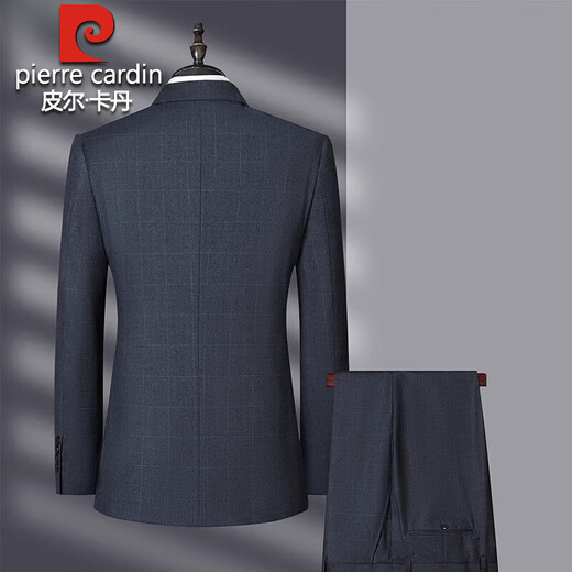 Pierre Cardin no-iron 100% pure wool suit suit for men 2025 spring and autumn new middle-aged high-end business formal two-piece suit gray plaid L 175/48