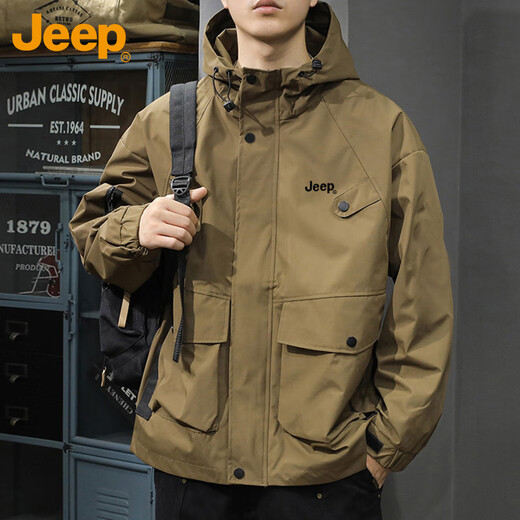 JEEP Jeep Jacket Мужская куртка Осенне-зимняя рабочая одежда с капюшоном Свободная зарядка Универсальная мужская одежда Черный XL