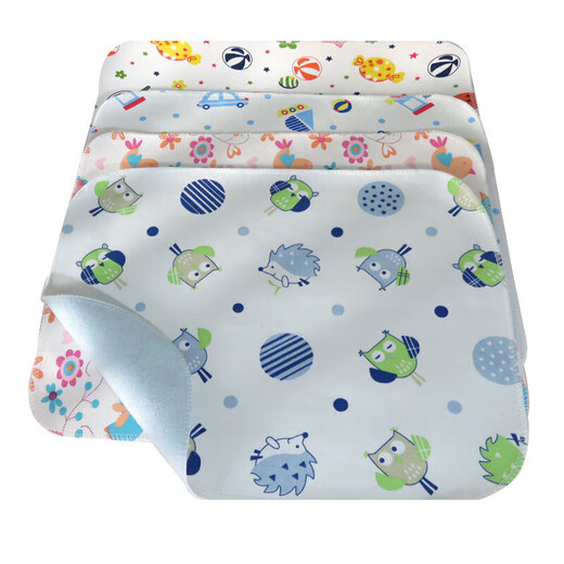 Wusuowei baby diaper pad, Class A cotton, double-sided, waterproof, breathable, washable, ultra-small, newborn pad for diapers, 30*40 pattern, random 5-lock edge