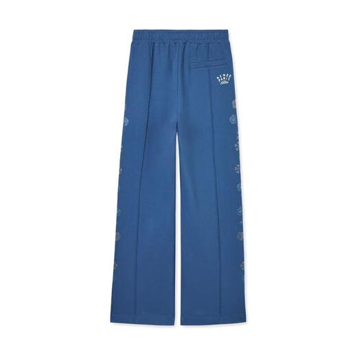 Kenzo Takada Logo Crystal Floral Crystal Embelli Pantalon Pantalon Cotton Pantalon FF52PA7374MF67 Bleu (67) XS