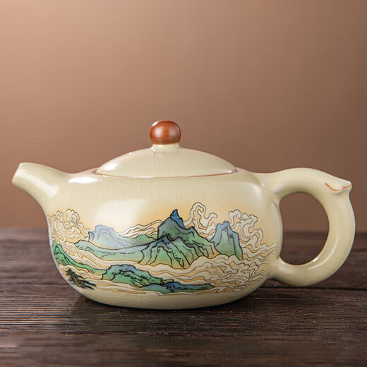 Qixuanyuan Huangru Kiln Qianli Jiangshan Xishi teapot light luxury high-end ceramic personal teapot Kung Fu tea set accessories