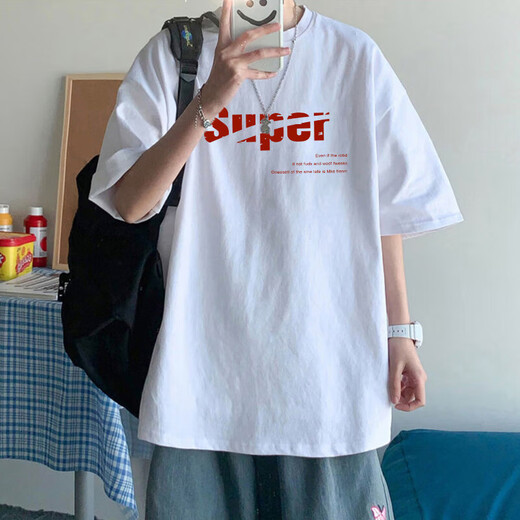 Pure A21 American short-sleeved T-shirt men's summer trendy loose and versatile casual half-sleeved T-shirt couple top [3888* slam dunk] black 3XL 160-180Jin [Jin equals 0.5 kg]