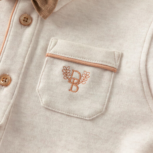 DAVE&BELLA pure cotton boys' shirts, college style children's long-sleeved shirts, spring clothes, new children's tops, boys' baby clothes, light khaki, in stock, 100 cm (recommended height 90-100cm)