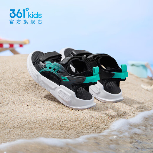 361 Shopping mall same style children's shoes, boys' beach sandals, new summer sandals for older children, carbon black/time green 33