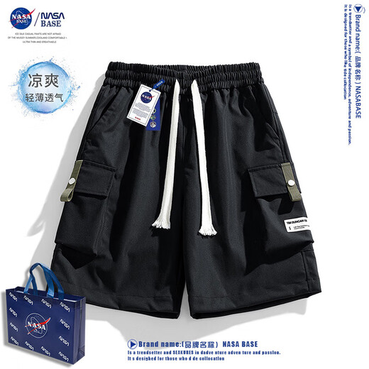 NASA 【夏季薄款宽松】机能工装短裤男士直筒休闲运动五分裤子 军绿 工装款 2XL （150-170斤）