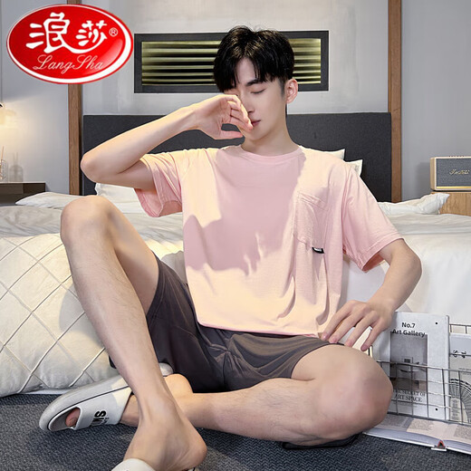 浪莎睡衣男夏季莫代尔短袖男士男款夏天凉感冰丝薄款加大码家居服套装 9721 L[100-130斤] 均码