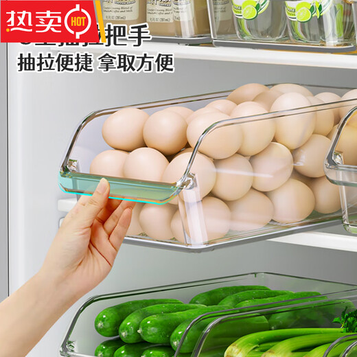 Tuojin Japan imported quality egg storage box for refrigerator kitchen special thickened drawer type large capacity for food storage 1 large storage box - upgraded drain board
