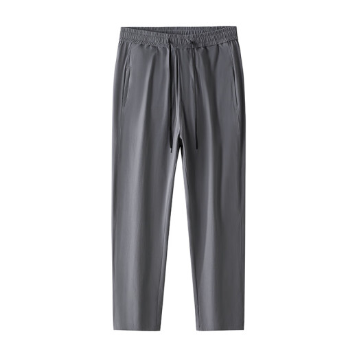 Tangzhi Summer Fino Seda Seda Alta Elástica Pantalones casuales de secado rápido para Men's Tying Feet Harun Plus Fat Fat Plus Sports Men's Pants 9930-1 Black L Recomendado (120-140Jin [Jin equivale a 0.5 kg]