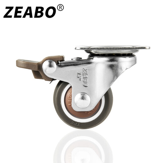 Zuobo caster 1.5 inch flat type universal wheel with brake TPE synthetic rubber pulley with bearing pulley 4 pieces