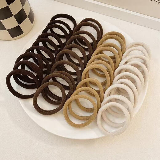 High elastic hair tie, seamless hair rope, solid color non-stretch towel ring, autumn and winter milk coffee color high ponytail head rope, black hair tie-20 pieces