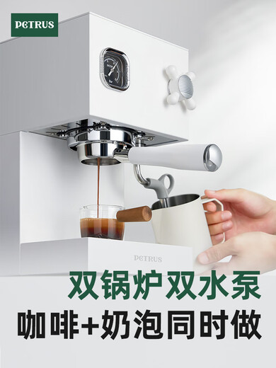 
Petrus PE3888 straight coffee machine small household American Italian full semi-automatic commercial white