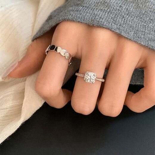 AVHE white 18k gold diamond ring starry sky set with platinum cultured diamonds wishing well wedding ring diamond ring proposal gift ring platinum diamond ring - cultured diamond 1 carat D color VVS gift box sent by SF - can be engraved