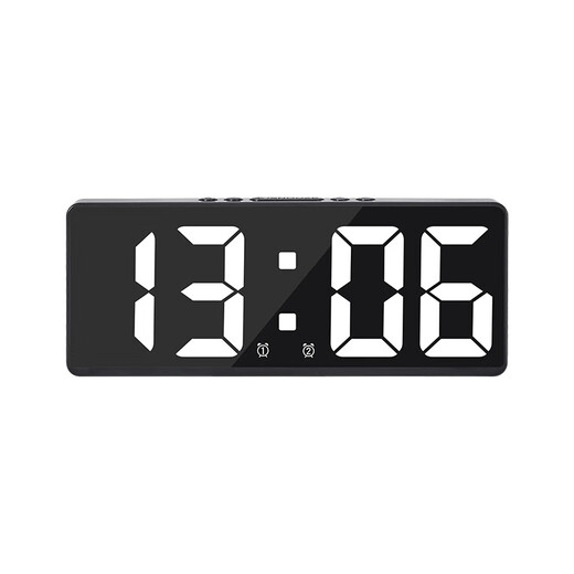 New multifunctional LED alarm clock for student dormitory small alarm clock with temperature and date display multi-group alarm clock 6628 black shell and white light