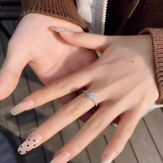 I Do platinum PT950 diamond ring for women 1 carat classic square package cultivated diamond proposal engagement wedding ring for girlfriend classic square package 1 carat diamond size 11