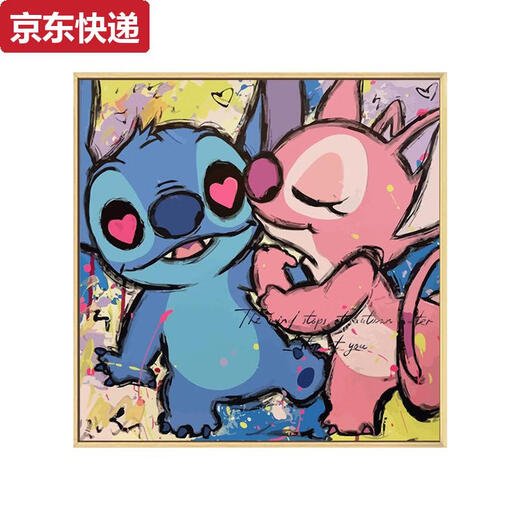 Pick-up cat Stitch digital oil painting diy filled hand-colored oil painting Stitch hand-painted cartoon acrylic decorative painting qx12173 highlight paint + professional canvas + multiple brushes +