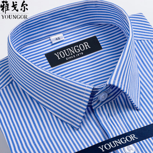 CEO Yageo Herren Short Sleeve Shirt Summer Business Casual Professional Wear Cotton No Iron mit großer Größe Streifenhirt mit mittlerem Alter Kurzschläfe DX6624 38 38