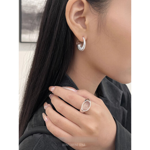 DL 1998 Fat Donglai same style white crystal ring 925 silver glossy transparent opening feminine temperament versatile quality white crystal ring