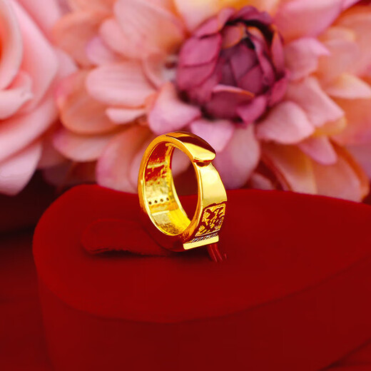 Pure brass electroplated 24k gold men's boss ring Vietnam sand gold gold version gemstone green hair ring source green diamond open ring