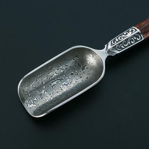 Rongshantang Mingyang Damascus steel tea spoon copper tea wood Kung Fu tea set accessories copper head snake grain wood Damascus tea spoon