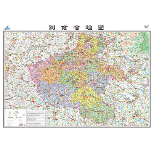 Henan Map 1068*749 mm Papierwandaufkleber 2025 Gelände und Transportkarte der Region