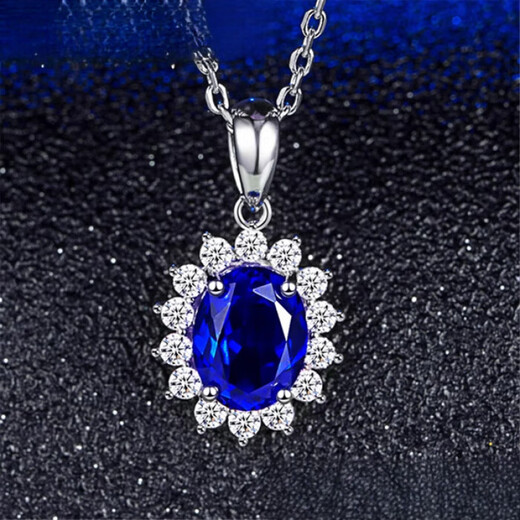 Sapphire pendant 925 silver plated 18K gold inlaid with blue tanzanite color gem clavicle necklace Princess Diana blue pendant (without chain)