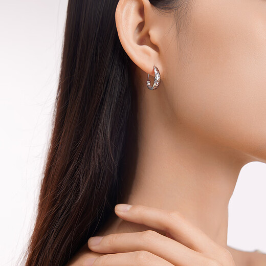 Safir platinum earrings for women PT950 platinum snake belly earrings sparkling crushed ice platinum earrings about 1.90 grams