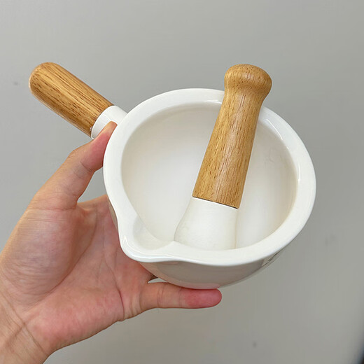 Baichang ceramic garlic mortar garlic press household small manual grinding garlic artifact stone mortar garlic mashing jar bowl ceramic bowl