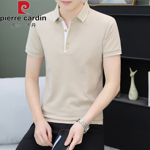 皮尔卡丹polo衫男士短袖t恤夏季潮牌商务休闲有领上衣服男装翻领半袖体恤 黑色 QY723 M