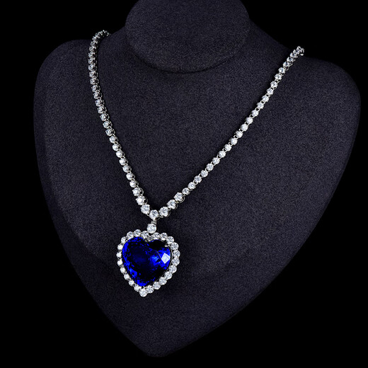 Yadige Deluxe 6A Tanzanite Necklace Wedding Banquet Ocean Heart Sapphire Necklace Heart Shape Pendant for Women Chain Length Default 45cm