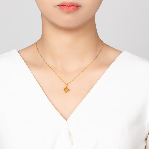 Mingzuan International 18k gold pendant au750 universal buckle God of Wealth pendant fashion trend neck ornament clavicle chain birthday gift for girlfriend