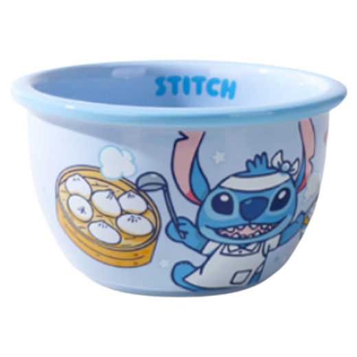 Stitch Disney rice bowl tableware set cute bowl and plate combination family size children's tableware birthday gift Siyu 6-inch wide rim bowl-Stitch single
