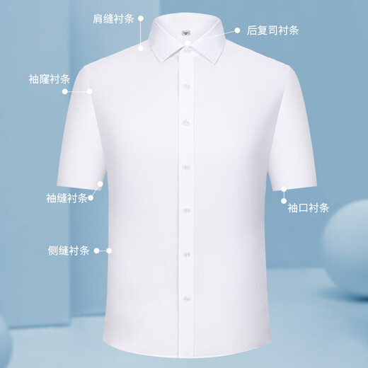 恒源祥100%纯棉格子衬衫男短袖免烫2025夏季商务休闲男士全棉半袖衬衣男 短袖DX6623 蓝条 (新升级DP成衣 38 165 [体重100斤-125斤]