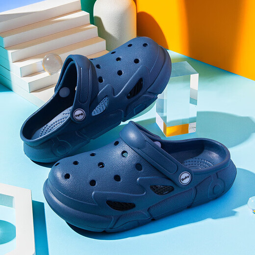 Crocs children's slippers boys and girls sandals girls non-slip middle and large children's shoes baby beach 2025 new style blue 24-25