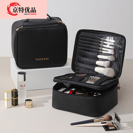 OIMG cosmetic bag portable large capacity 2023 travel cosmetic storage bag carry-on suitcase toiletry bag off-white pink / size 24*20*13cm