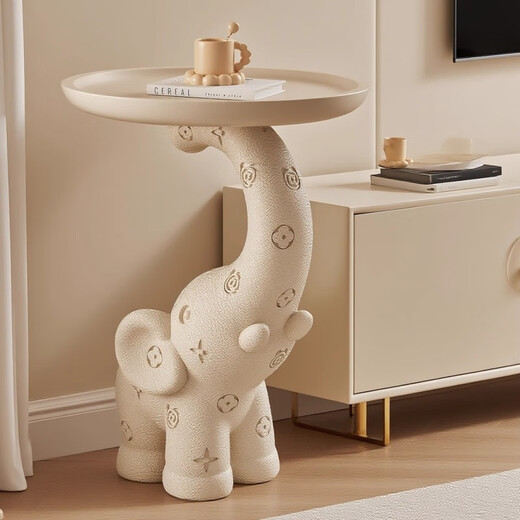 Ole's elephant floor-standing ornaments modern cream style living room TV cabinet sofa side table bedroom bedside table tray storage elephant side table ornaments - beige leather texture