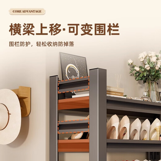 Xingzhiyun Steel Shoe Rack Doorway Multi-layer Household Shoe Storage Rack Simple Shoe Cabinet Entry Entrance Iron Art Shoe Storage Rack Matte Black - Height 80cm Four Layers Length 50cm* Width 30cm