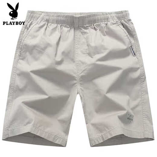 Playboy's new pure cotton casual pants men's summer five-quarter pants loose and young and middle-aged fashion trend elastic straight pants 9272 Khaki L 100-130Jin Jin equals 0.5 kg