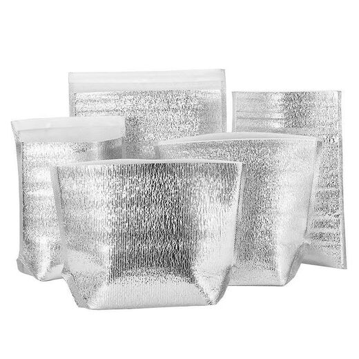 100 takeaway thermal bags, aluminum foil, ice cream, cold-keeping, catering thermal bags, fresh-keeping insulation bags, width 25, height 30, with glue, 100 pcs