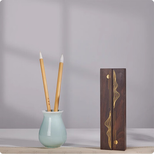 Tan Yexuan paperweight ruler and brush calligraphy special paperweight ruler and cardboard pair Mingyue Mountain black sandalwood ruler log study four treasures brush calligraphy strip creative