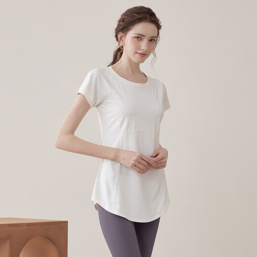 Youyou yoga clothing summer women's high-end slimming gym sports short-sleeved Pilates J34007DY white M