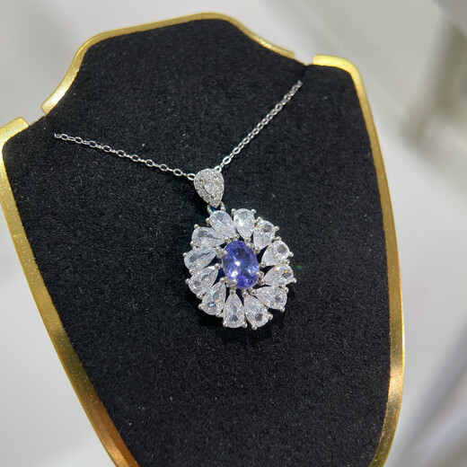 Guran 2025 latest natural tanzanite pendant silver needle necklace sunflower flower 925 sterling silver precision inlay