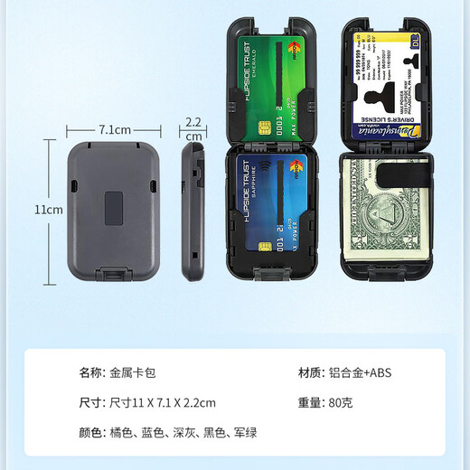 Luyide anti-theft swipe multi-card position large capacity flip ID card case business card box coin wallet credit card bag identity protection case business black