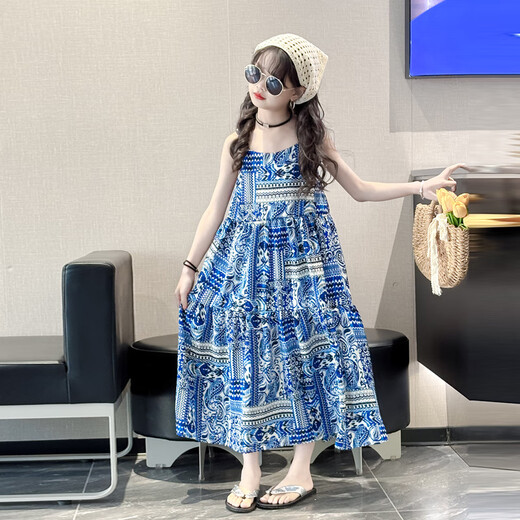 Burwilde International Brand Girls Dress Summer 2025 New Style Summer Beach Dress for Girls and Boys Bohemian Red 160 cm