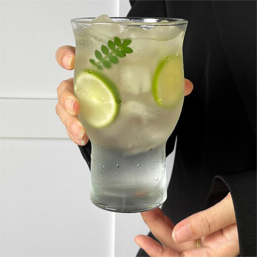 Qinkaifeng Internet celebrity wide-mouth glass juice cup ice American coffee cup wine glass beer glass drink beverage cup HH one mouthful 1 piece