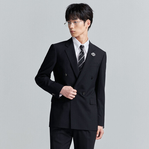 Angel Bird Suit Men's Australian Wool/First Suit in Life Fashionable Urban Workplace Suit and Pants Suit Black 46 A(170/92)/Please note waist or trousers