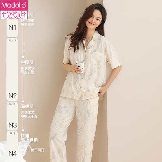 
Modal pajamas women's new summer pure cotton short-sleeved trousers women's summer gorgeous home clothing suit summer YR-9923 M