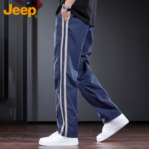JEEP Casual Pants Men's Autumn and Winter Loose Straight Pants Men's Trendy Workwear Sports Pants Men's Pants Blue 2XL